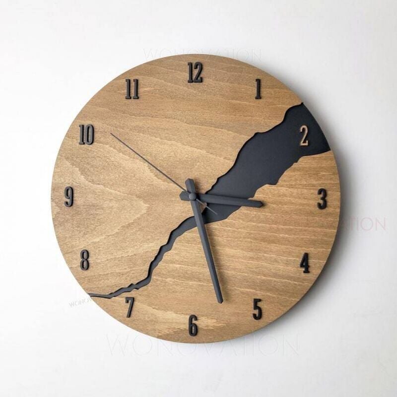 KZQ - Horloge Murale silencieuse sans tic-tac, Horloge Murale créative en Bois, Horloge Minimaliste Japonaise Nordique pour la Maison, Le Salon, Le