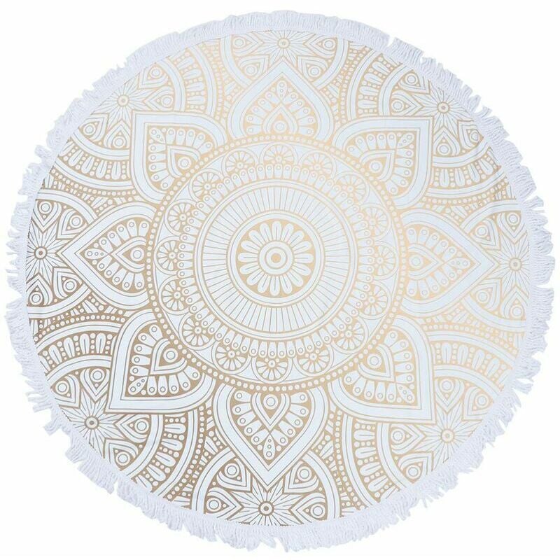 Serviette de plage ronde à séchage rapide, serviette de plage Mandala modèle abstrait, tapis de yoga,150150cm