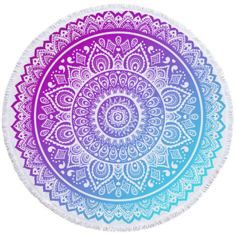 Serviette de plage ronde Hutuda Mandala, grande serviette de plage de 150 cm, serviette de bain mandala en microfibre, idéale pour la natation, le spa, les voyages et le yoga (17,150 x 150 cm)
