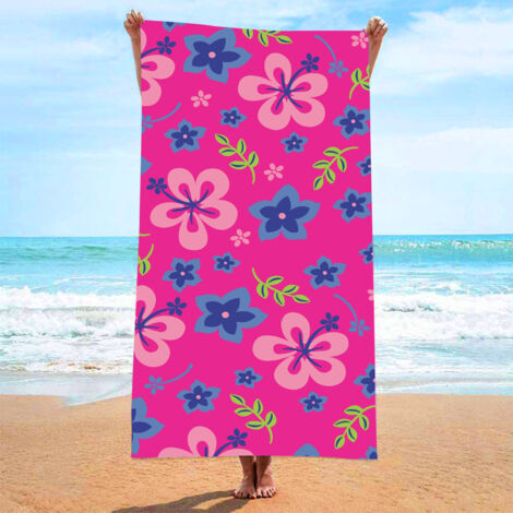 Serviette de plage, serviette de plage en fibres ultra-fines et absorbantes, serviette imprimée, tapis de plage