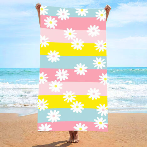 Serviette de plage, serviette de plage en fibres ultra-fines et absorbantes, serviette imprimée, tapis de plage