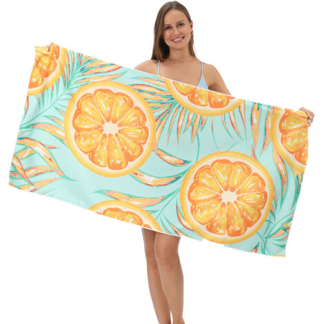 Serviette de plage, serviette de plage en fibres ultra-fines et absorbantes, serviette imprimée, tapis de plage
