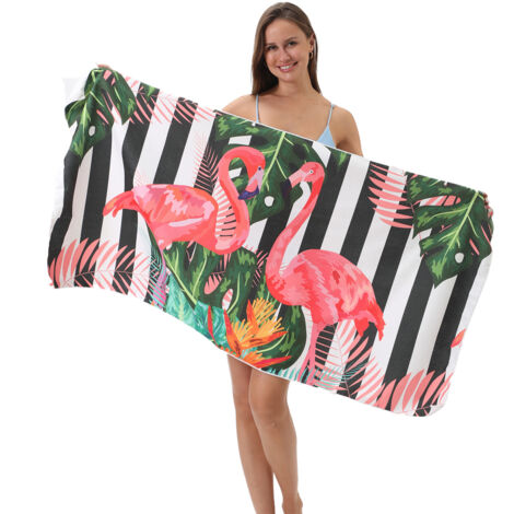 Serviette de plage, serviette de plage en fibres ultra-fines et absorbantes, serviette imprimée, tapis de plage