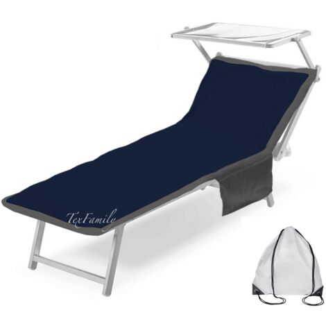 SERVIETTE DE PLAGE TEDDY POUR TRANSAT EN MICROFIBRE AVEC POCHES DIMENSIONS 80 X 190 CM BLEU