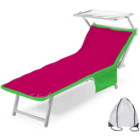 SERVIETTE DE PLAGE TEDDY POUR TRANSAT EN MICROFIBRE AVEC POCHES DIMENSIONS 80 X 190 CM FUCHSIA