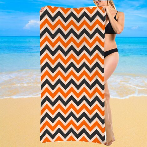 Serviette de plage ultra absorbante, microfibre, motif rayé