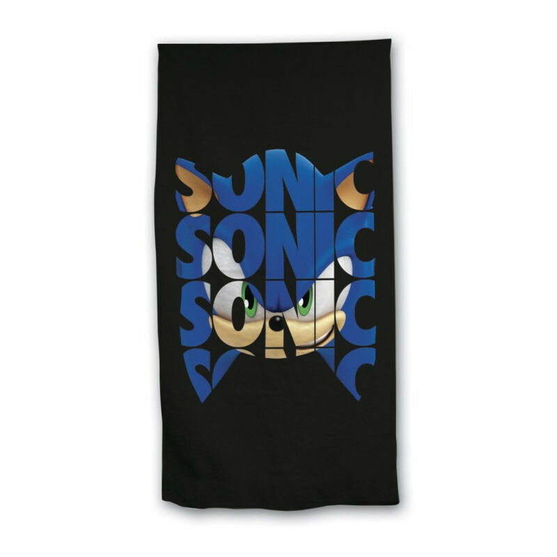 aymax - serviette de plage - visage de sonic - noire - 70x140 cm