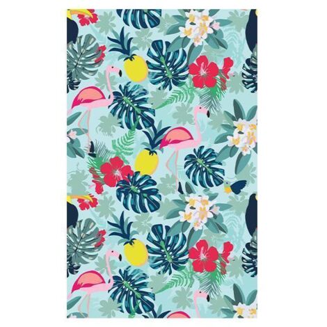 Serviette de plage XL anti-sable + sac, séchage rapide, microfibre, compacte et légère, 80 x 160 cm, motif flamant rose et anthocyanes.