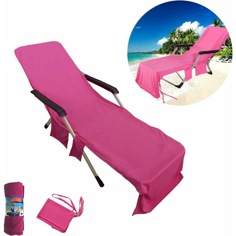 Serviette de Plage,Serviette Microfibre Portable Housse de Chaise Longue,Séchage Rapide/Plusieurs Poches/Poids Léger/Ultra Absorbant, Idéal pour