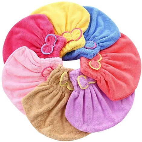 Serviette de séchage des cheveux 7 paquets, serviette de cheveux en microfibre à séchage rapide, serviette de cheveux super absorbante pour cheveux mouillés, accessoires de bain pour les femmes avec d