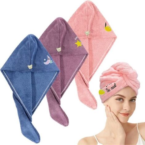 Serviette de séchage pour cheveux - Noname - 3pcs - Microfibre - Absorbante - 25 cm x 65 cm