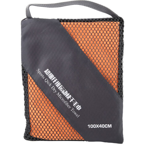 Serviette de sport microfibre 99x39cm séchage rapide pour natation et fitness adulte (Orange)