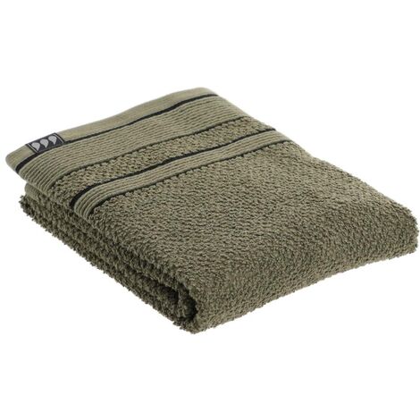 Serviette de toilette 100% Coton bicolore Vert kaki et Noir 50 x 90 cm - TENDANCE