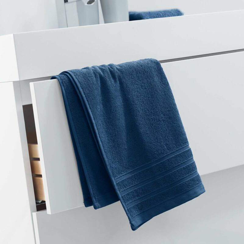 1001kdo - serviette de toilette 50 x 90 cm bleu nuit