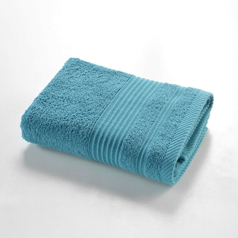 serviette de toilette 50 x 90 cm tendresse bleu paon