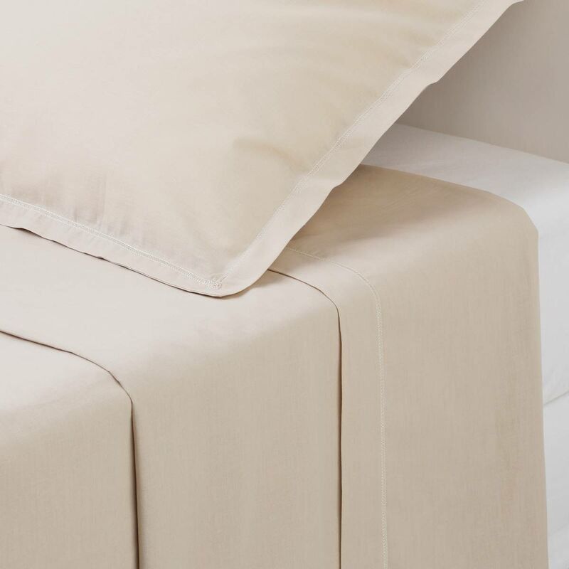 Drap plat Carina en coton beige 240x290cm Atmosphera créateur d'intérieur