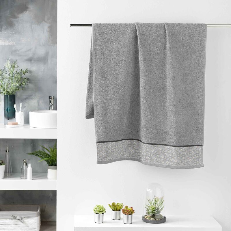 1001kdo - serviette de toilette 70 x 130 cm art-chic beline gris