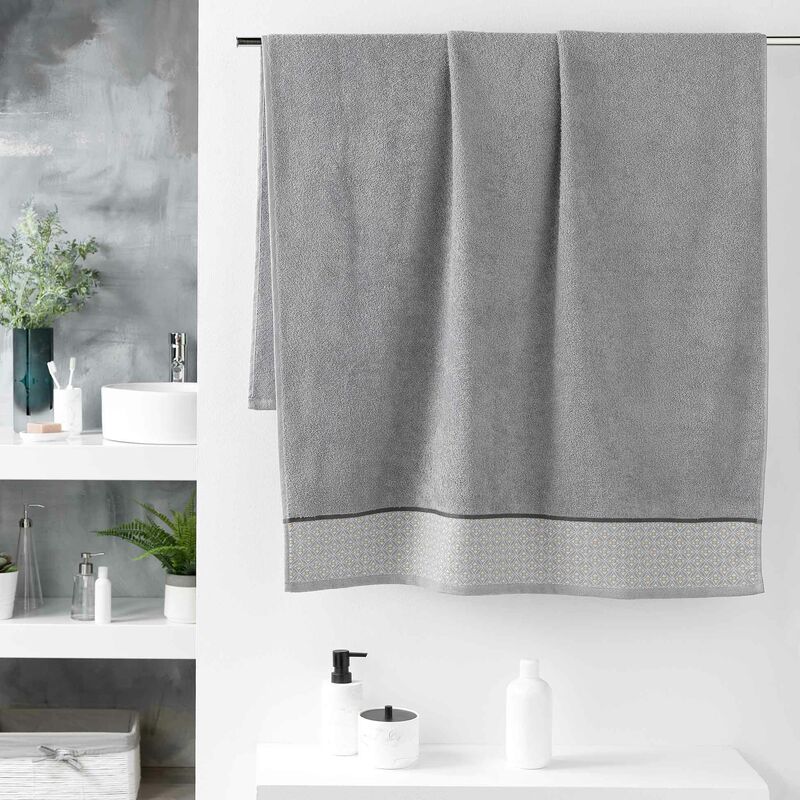 1001kdo - serviette de toilette 90 x 150 cm art-chic beline gris