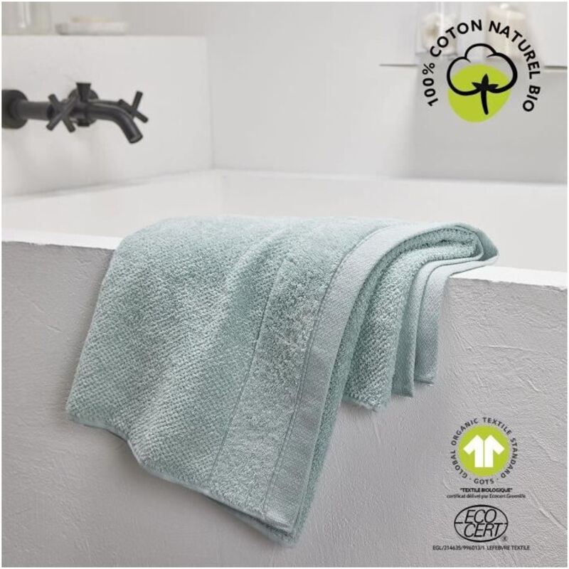 Serviette de Bain 'Organic' en coton bio - Vert celadon - 50 x 90 cm - Livraison gratuite