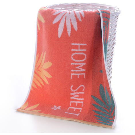 Serviette douce, absorbante et épaisse en coton (1 pièce) pour le bain, les mains, le visage, le fitness et le spa - Feuille de bananier orange