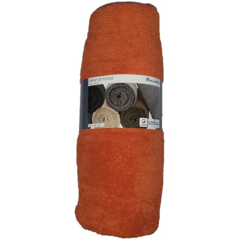Serviette drap de plage 100 x 180 cm bouclette uni orange