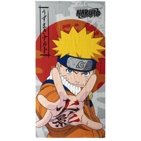 Serviette - Educa Borras - Naruto Shippuden - Microfibre - Orange/Gris - Lavable en machine
