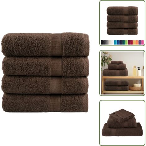 Serviette en coton - vidaXL Essuie-mains de qualité supérieure SOLUND 4 pcs marron 600 g/m² - Serviette absorbante