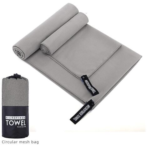Serviette en microfibre compacte, ultralégère et à séchage rapide - Disponible en trois couleurs - Idéale pour le sport et les voyages (Gris)