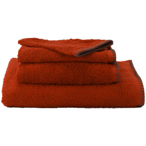 Serviette Grand Hotel surpiqure noire Orange 30x50 cm