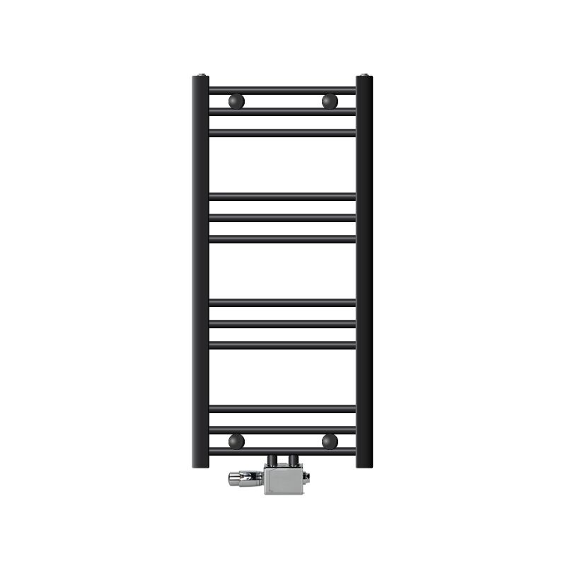 ECD Germany Radiateur 400x800mm Anthracite Courbé Raccord Central au Bas avec Garniture de Raccordement Universel Forme d'Angle et de Passage +