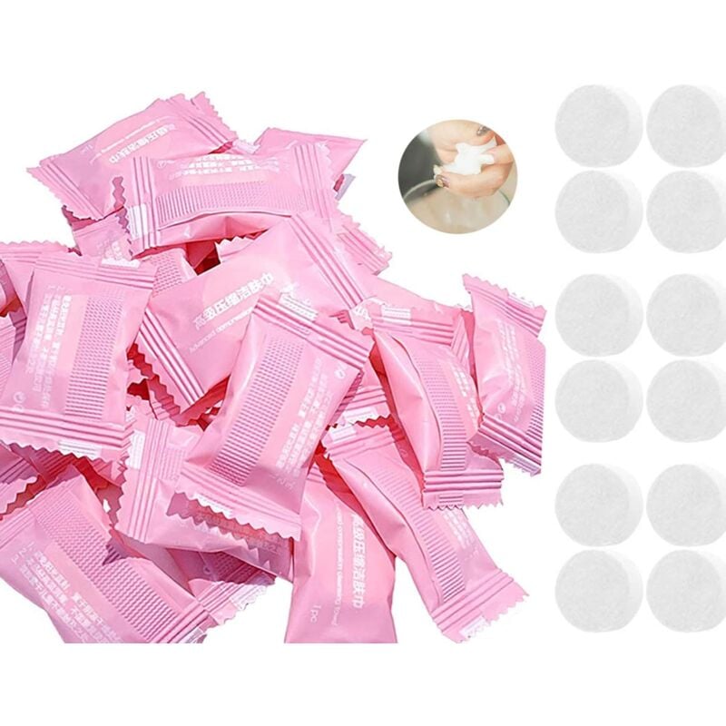 Fei Yu - Serviette Magique,100 Pieces Serviette Compressée Pièce Portable Jetables lingettes comprimées Biodégradable et Pressé Mini Serviette