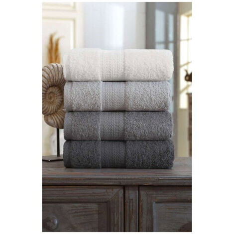Serviette main Asir Lot de 4 50 x 85 cm Gris 450 g/m² Coton