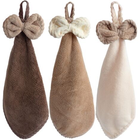 Serviette Microfibre - 3 pièces, Serviette Microfibre Polaire Cuisine Salle de Bain - Séchage Rapide, Couleur Foncée