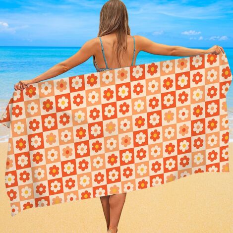 Serviette microfibre carreaux vichy, légère, pliable, gain de place