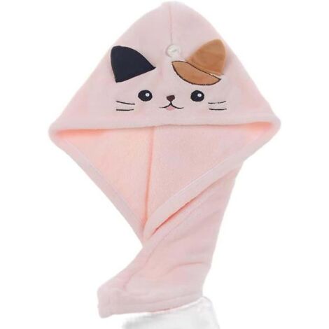 Serviette Microfibre Cheveux Turban Séchage Rapide Super Absorbant Doux Anti-Crêpe Conception D'Oreille De Chat