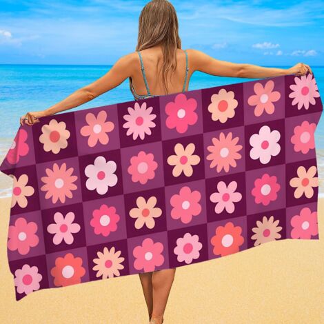 Serviette microfibre imprimé carreaux, séchage rapide, absorbante