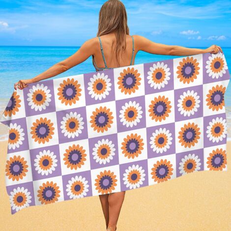 Serviette microfibre imprimé carreaux, séchage rapide, résistante