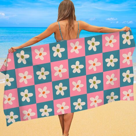 Serviette microfibre imprimé tartan, sèche vite, 140x70 cm