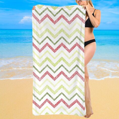 Serviette microfibre rayée, séchage rapide, pour plage, piscine, voyage