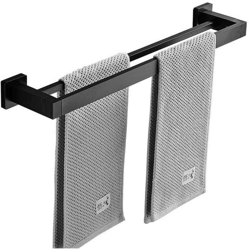 XVX - Serviette Noir Mat Double Barre Porte-Serviettes Support Mural en Acier Inoxydable 2 Barres Étagère De Salle De Bain Accessoires De Salle De