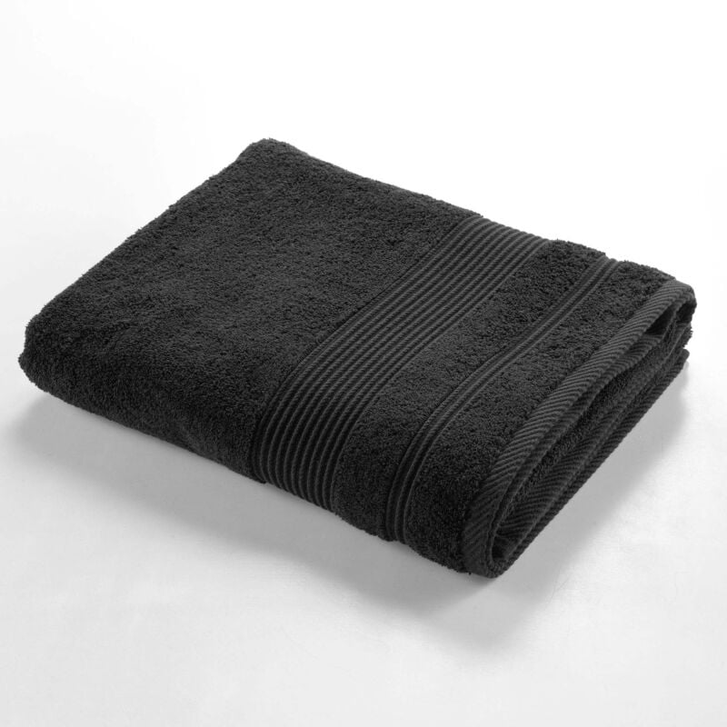 1001kdo - serviette ou drap de bain 90 x 150 cm tendresse noir