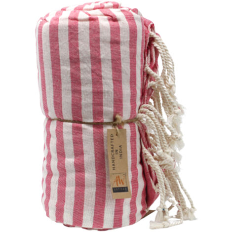 Serviette Pario en Coton - 100x180 cm - Rose Vif- Vendu par 1