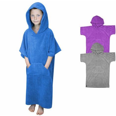 Serviette poncho de bain ou de plage avec poche - Enfant - Bleu - Vivezen
