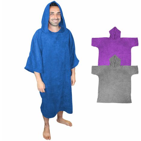 Serviette poncho de bain adulte 106x129 cm – 100% polyester et microfibre – Protection capuche et manches longues – Pour activités aquatiques – Vivezen