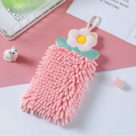 serviette rose pour la cuisine, serviette en chenille, serviettes pour les mains