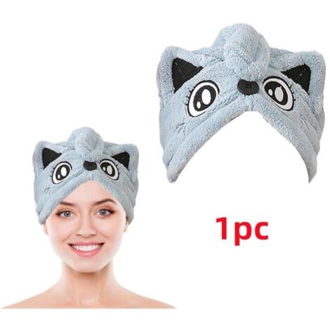 Serviette séchage cheveux - Non spécifié - Modèle pliable - Microfibre - Couleur Bleu Clair - 25x65 CM