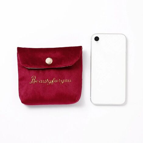 Serviette Serviette Hygiénique Sac Femmes Filles Mignon Serviette Sac De Rangement Porte-Monnaie Rouge À Lèvres Étui Pour Écouteurs Hygiénique Carte De Crédit Clip Sac 1 pcs (Vin Rouge)