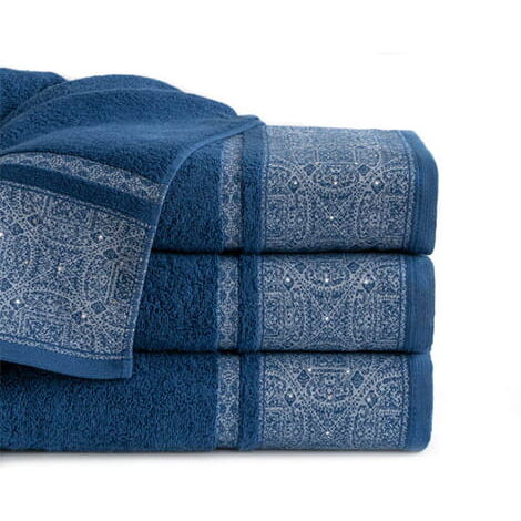 Serviette Sofia 70x140 bleu marine 500g 100% coton