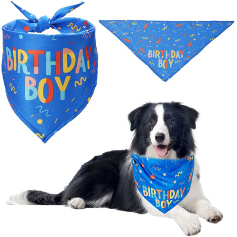Serviette triangulaire pour anniversaire d'animaux de compagnie - Bleu moyen