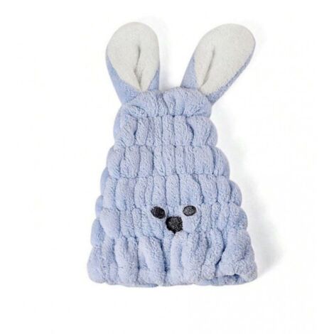 Serviette turban pour cheveux à séchage rapide - lapin bleu REC55WZ2
